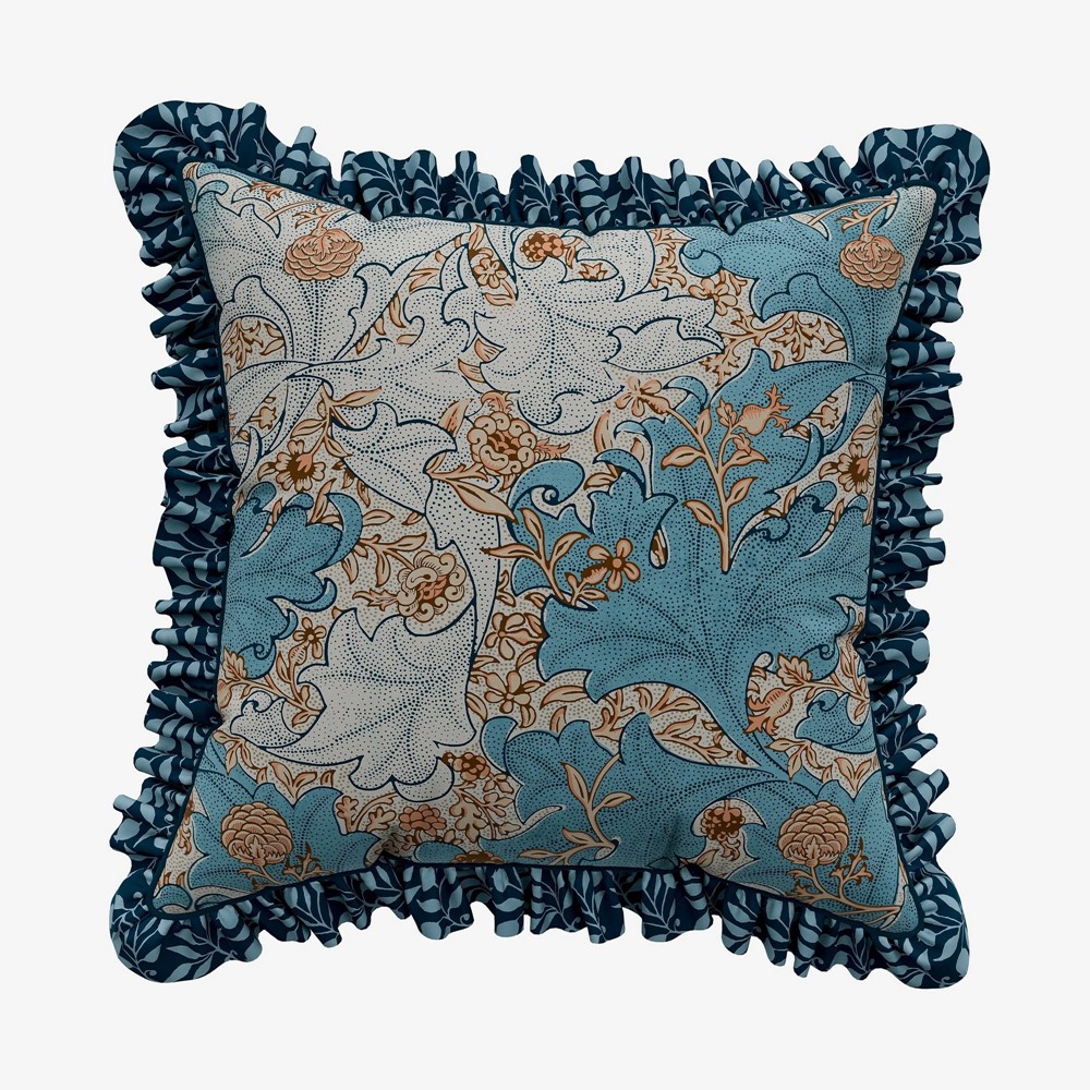 Bird Floral Cushion by Morris & Co in Webbs Blue